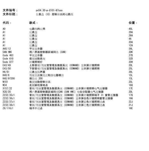 2014年奔驰S320L仪表线路