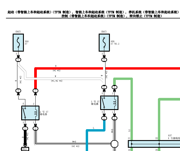2017年丰田卡罗拉起动和诊断电路图
