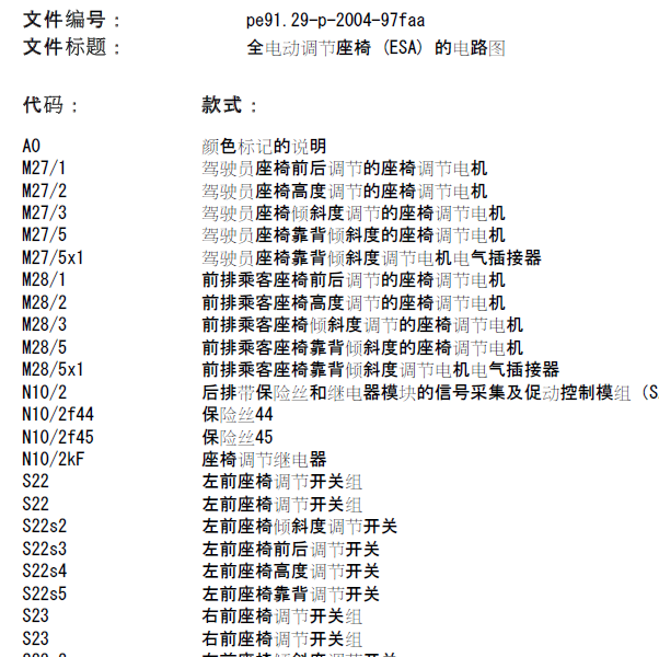 2012年奔驰GLK300 座椅电路