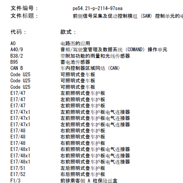 2013年奔驰S400前部电路图