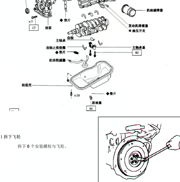 北汽威旺M20 BJ415A 1.5L发动机飞轮盘维修手册