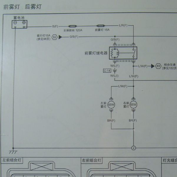 2009一汽奔腾B50雾灯电路图