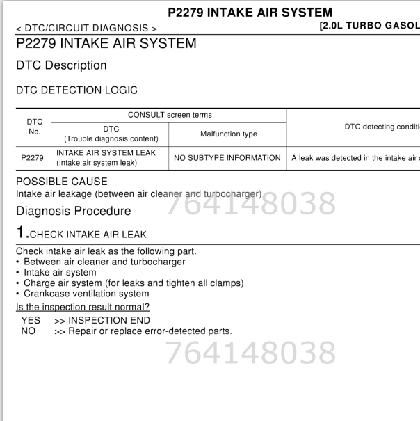 英菲尼迪Q50故障码P2279解析