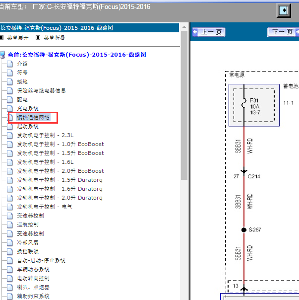 2015-2016年福特福克斯网络通讯电路图.