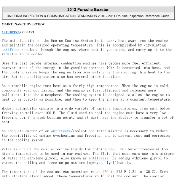 2013年保时捷BOXSTER更换防冻液维修手册