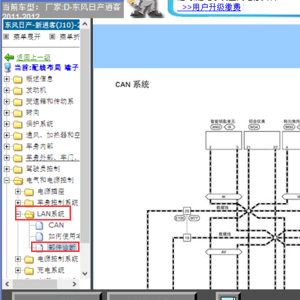 2012年日产逍客CAN电路图