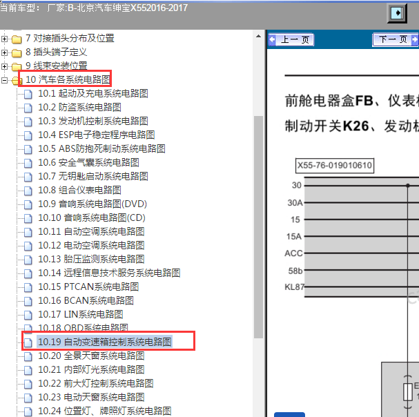 2016-2017年北汽绅宝X55CVT变速箱电路图