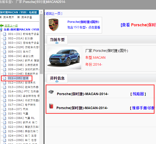2014年保时捷MACAN空调电路图