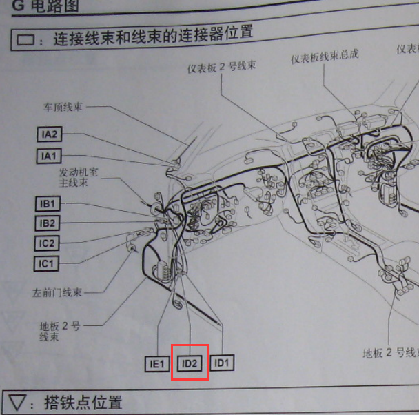 06年丰田皇冠 ID2插头连接器位置图