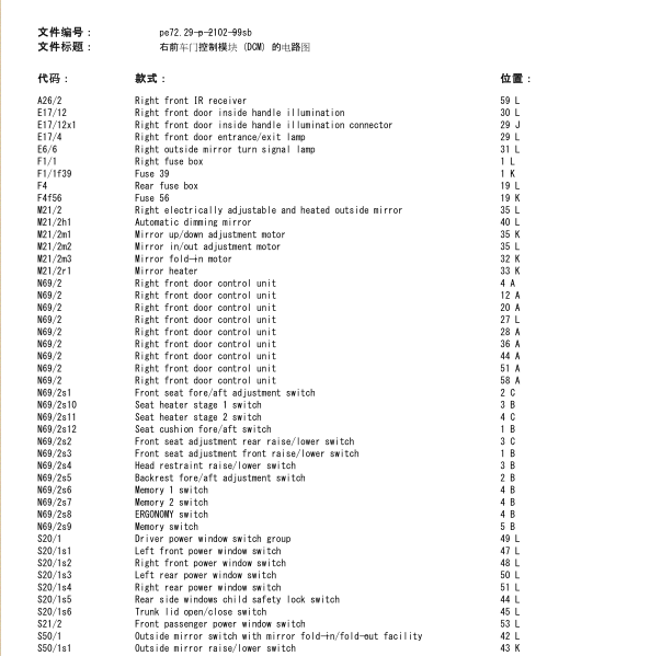 2001年奔驰S320门锁电路图