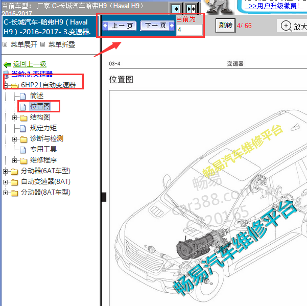 2016-2017年哈佛H9变速箱位置
