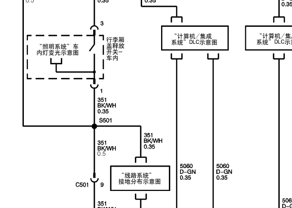 2007年凯迪拉克赛威 尾门开关电路图