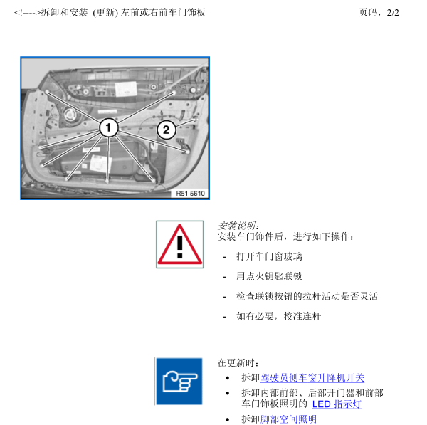 2012年宝马730LI右前门维修手册