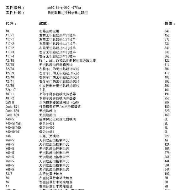 2015年奔驰C250无钥匙控制模块电路图
