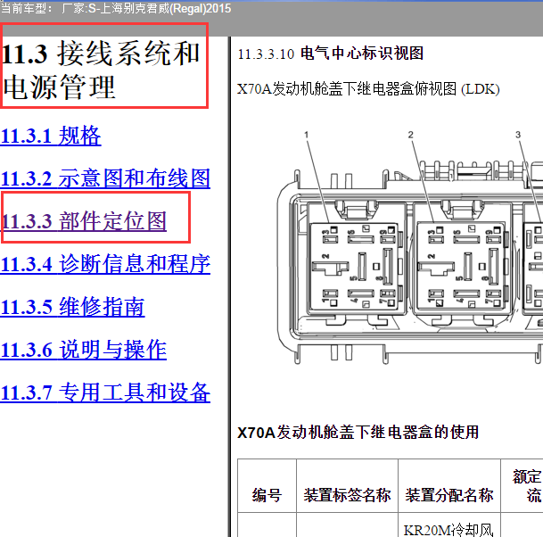 2015年别克君威保险盒图解