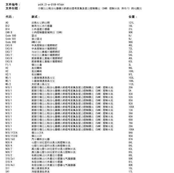 2010年奔驰E260前部信号模块电路图