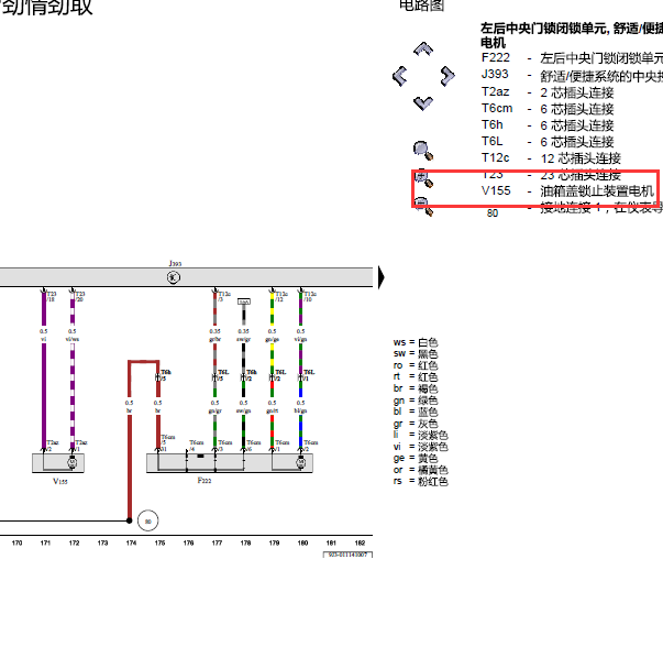 2009年大众POLO油箱盖锁电路图.