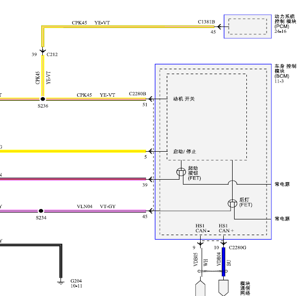 2019年长安福特金牛座启停电路图