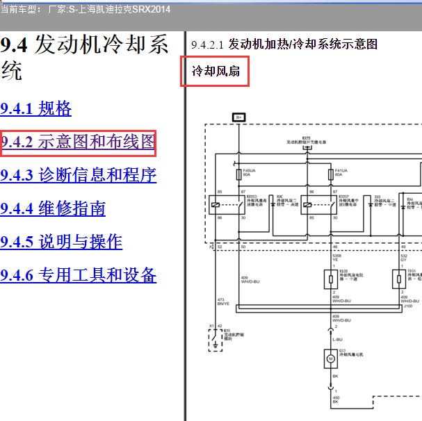 2014年凯迪拉克SRX  LFW发动机风扇电路图