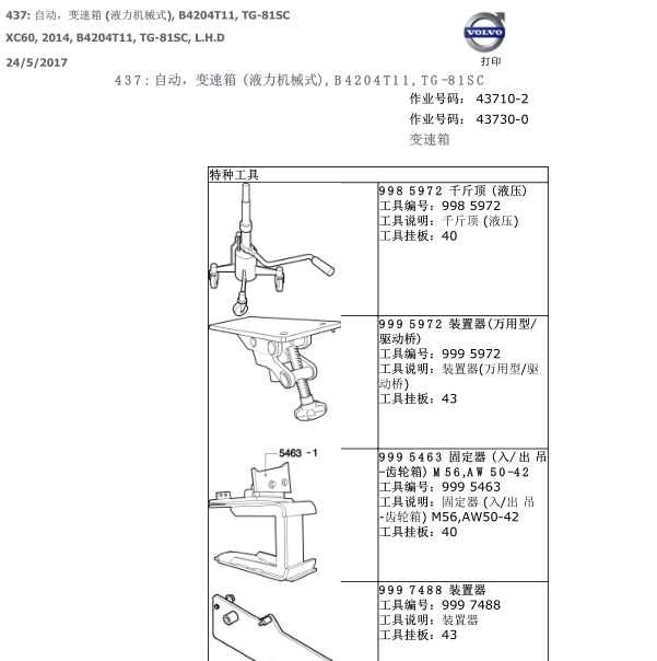 2014年沃尔沃XC60变速箱维修手册