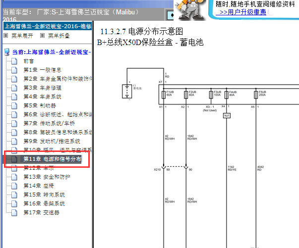 2016年雪佛兰迈锐宝保险丝电路图