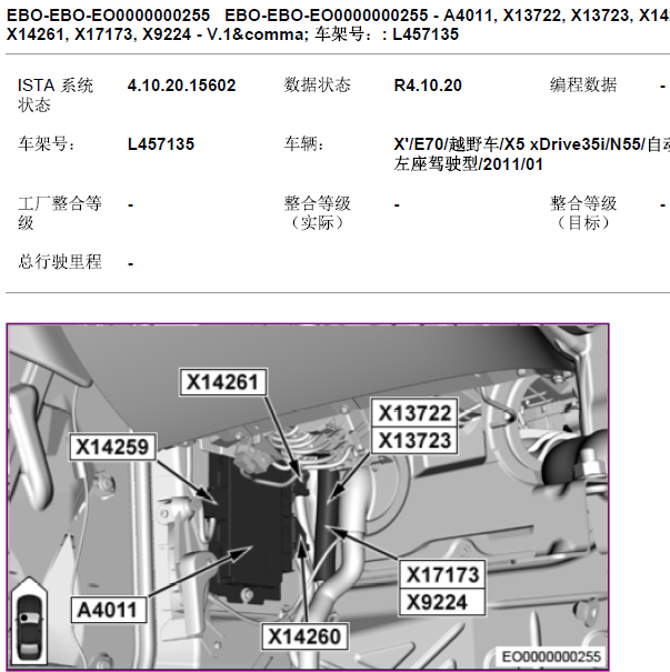 2011年宝马X5脚步空间模块位置