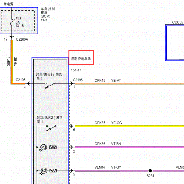 2015款长安福特金牛座启动电路图