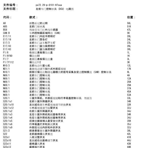 2010年奔驰S350左前门控制模块电路图