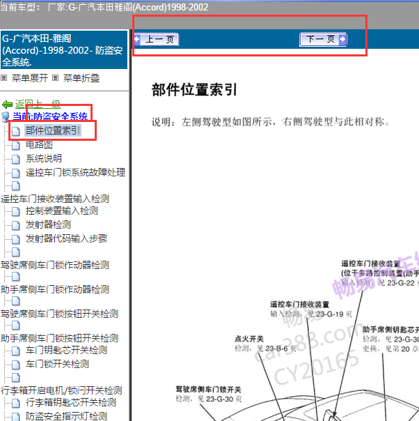 2002年雅阁防盗部件位置