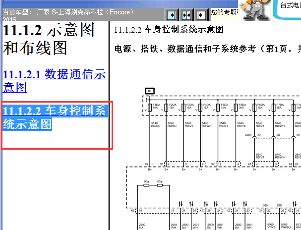 2015年别克昂科拉车身电路图