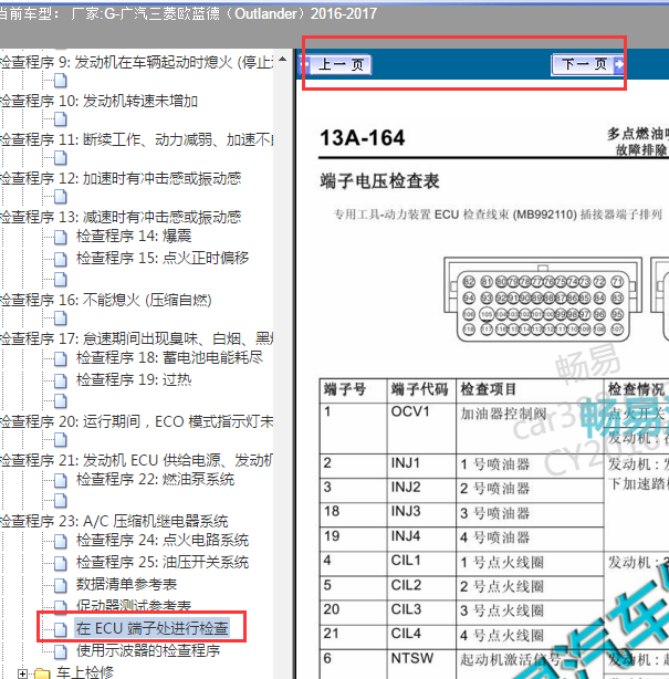 2016年三菱欧蓝德发动机针脚