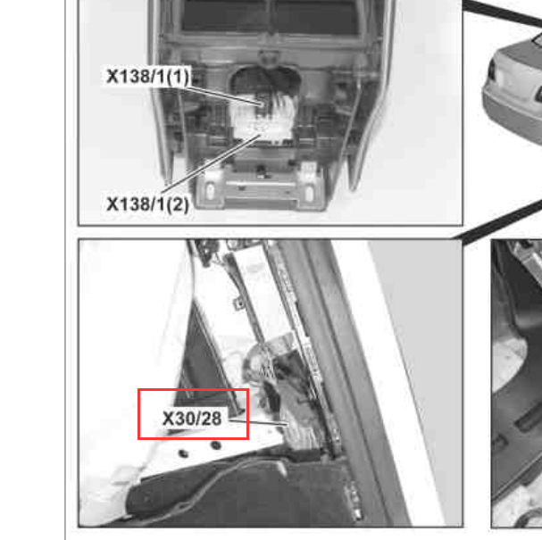 2015年奔驰C260L 动态行驶控制器区域网络电位 分配器插接器X30/28 位置图