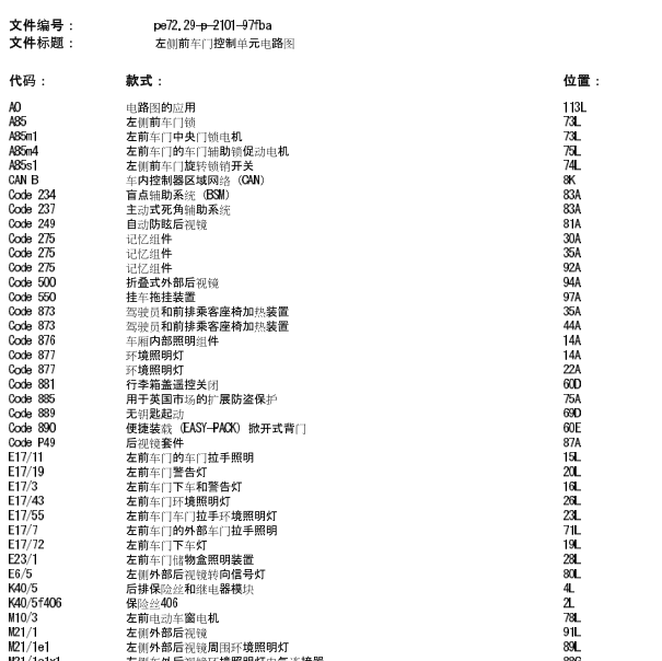 2016年奔驰C200左前门中控锁控制电路