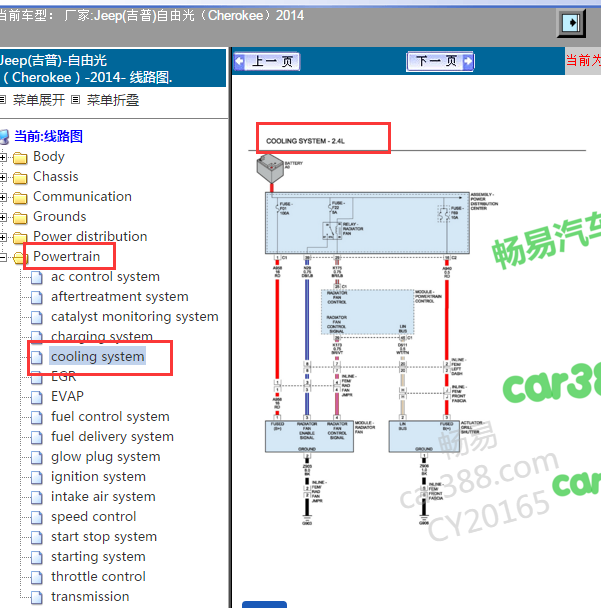2014年吉普自由光2.4发动机风扇电路图