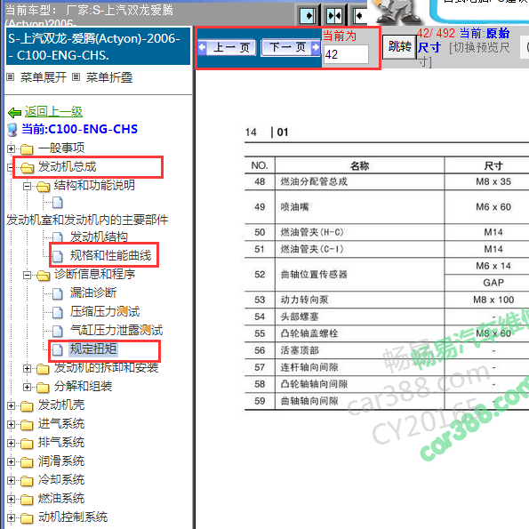 2006年双龙爱腾发动机技术规格
