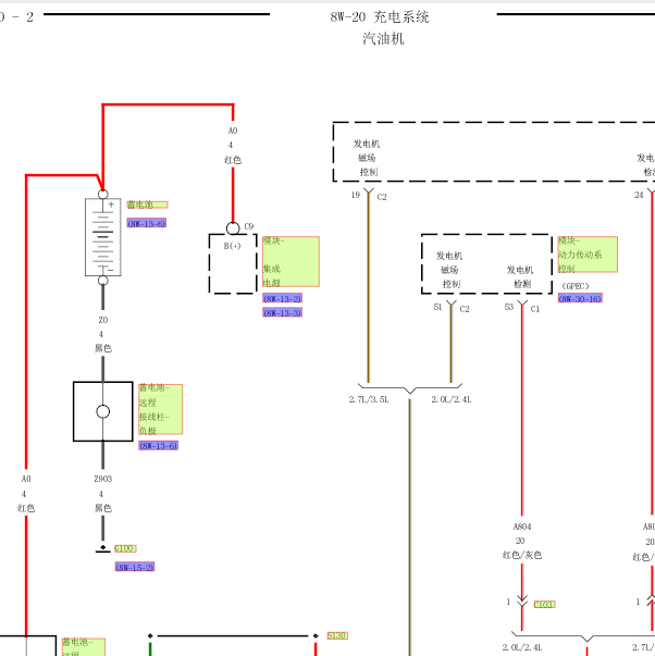 2008年铂锐充电系统电路图