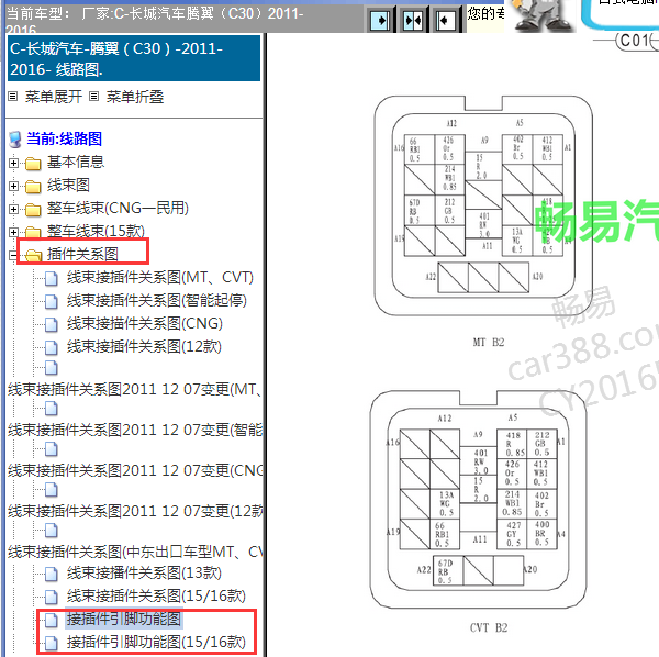 2011-2016年腾翼C30发动机针脚
