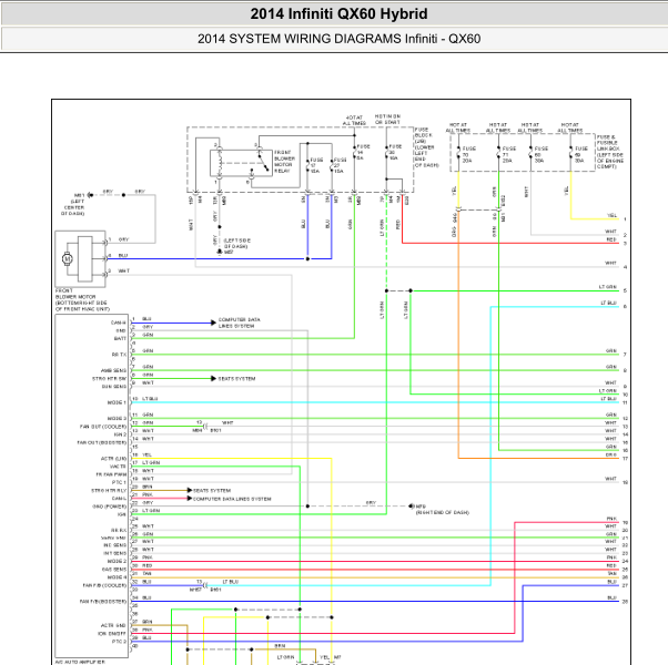 2014年英菲尼迪QX60空调电路图