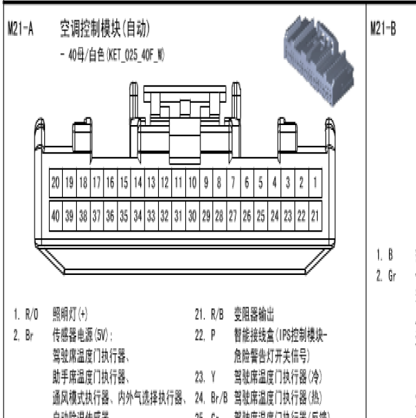 2013年现代胜达2.4 空调针脚资料