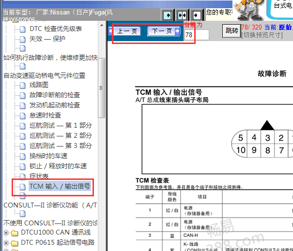 2005年日产风雅变速箱针脚