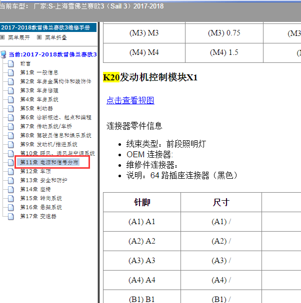 2017年雪佛兰赛欧 112针 发动机针脚
