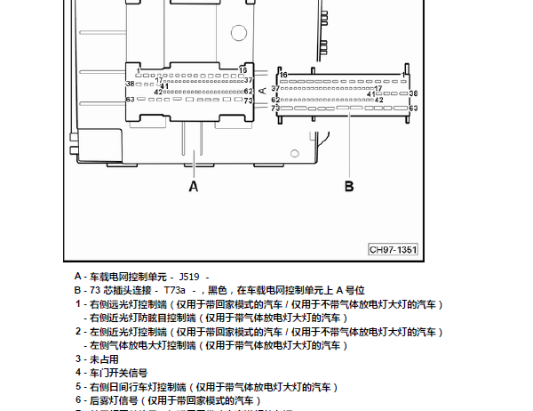 2018年大众朗逸车身电脑针脚图