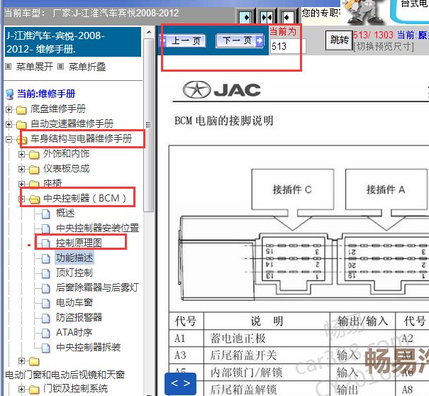 2008-2012年江淮宾悦车身电脑针脚资料