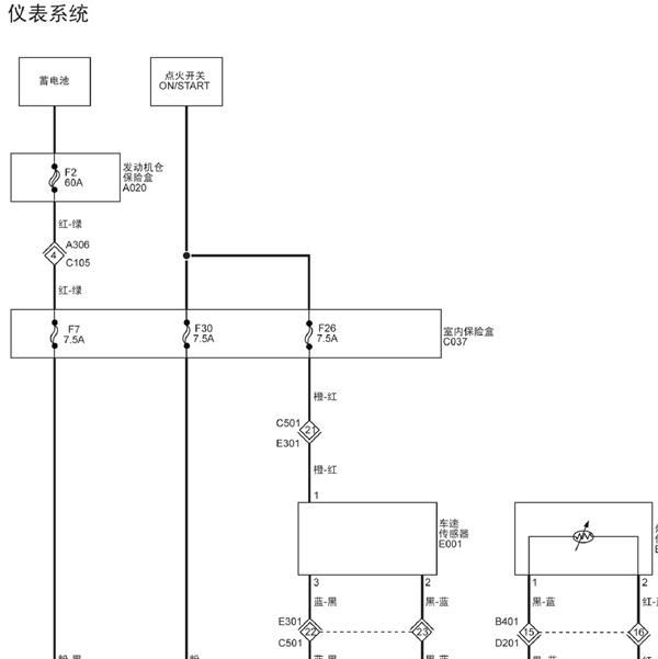 2012年福田拓陆者仪表线路图