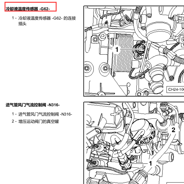 2016年大众帕萨特G62冷却液温度传感器位置