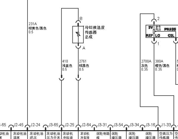 2013年别克GL8水温传感器线路图