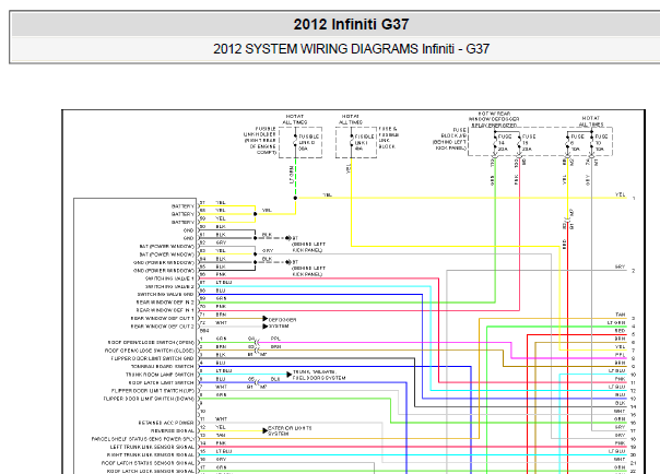 2012年英菲尼迪G37敞篷电路图