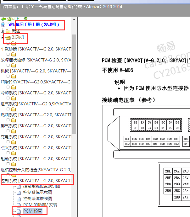 2013年马自达6发动机针脚