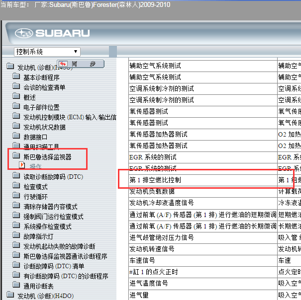 2009年斯巴鲁森林人监视器数据.