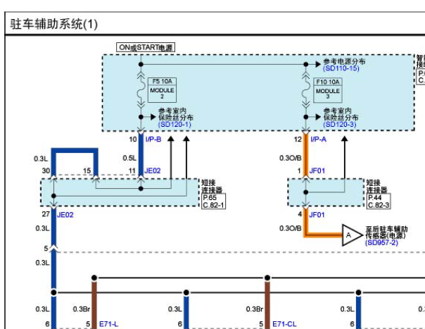 起亚索兰托倒车雷达电路图